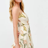 Printed Cut Out Dress : RUST/OLIVE