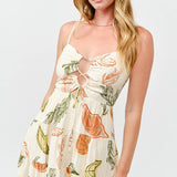 Printed Cut Out Dress : RUST/OLIVE