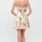 Printed Cut Out Dress : RUST/OLIVE