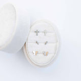 Screwback Stud Earrings - Tally - Silver
