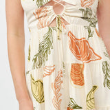 Printed Cut Out Dress : RUST/OLIVE