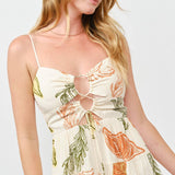 Printed Cut Out Dress : RUST/OLIVE
