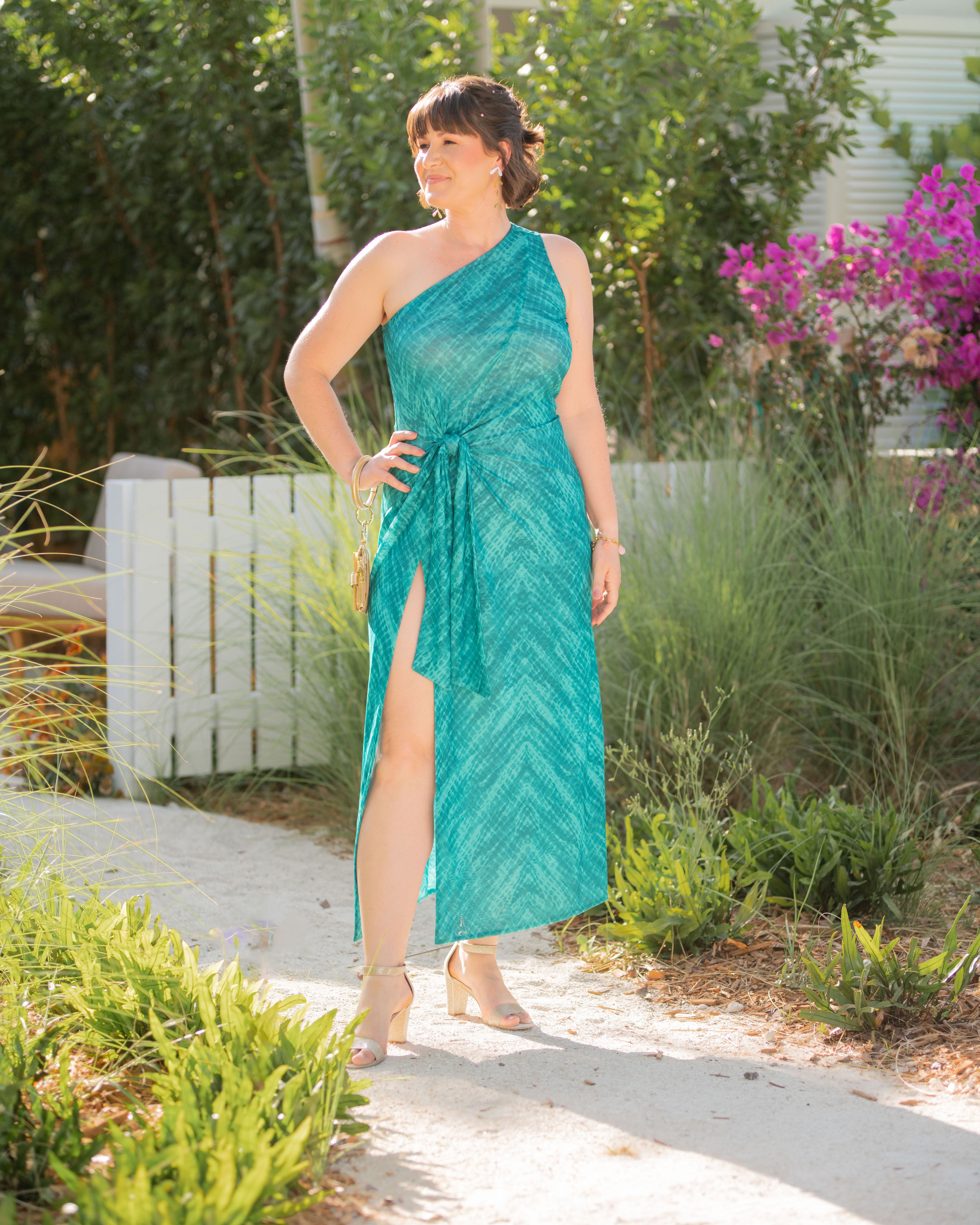 Aqua Havana Print Mesh One Shoulder Mini Dress by Elan - Aqua Miss Monroe Boutique Aqua Havana Print Mesh One Shoulder Mini Dress by Elan - Aqua Miss Monroe Boutique