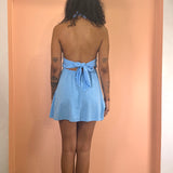 Halter Short Marilyn Dress w/ Tie Back - Aqua Blue
