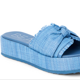 Straw Slide Flatform Sandals - Sunda - Marine Blue