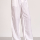 White Pleated Front Trouser Pants by Elan - White