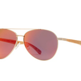 Amador Aviator Sunglasses w/ Red Mirror Lens Wood Arms