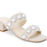 Venus Heeled Sandals With Studs - Natural White / Silver