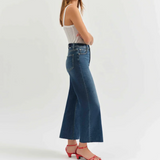 Pleaser High Rise Wide Ankle Jean by Daze - Uptown (Dark Blue)