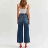Pleaser High Rise Wide Ankle Jean by Daze - Uptown (Dark Blue)