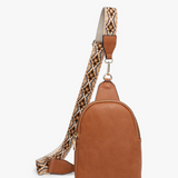 Ellen Small Crossbody Sling Purse w/ Guitar Strap-  Brown