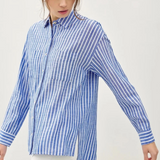 Striped Classic Button Up Shirt - Denim Blue & White Stripe