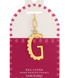 Bag Charm - Gold Alphabet Letters - Lucky Feather