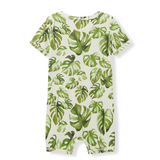Organic Cotton Stretch Baby Shortall - Island Leaf
