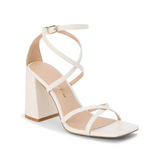 Abba Strappy Block Heels - Off White Bone