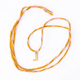 Fiona - Twisted Fabric Wrap Bracelet With Charm - Blush Pink & Yellow With Boot Charm