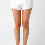 Linen Seam Front Shorts by Olivaceous - White