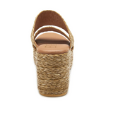 Two Strap Braided Straw Platform Wedge Sandals - Ocean Ave - Cognac