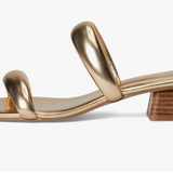 Alistair- Metallic Two Strap Sandal w/ Short Heel - Gold Metallic by Chinese Laundry