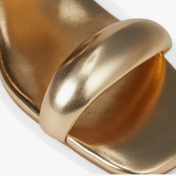 Alistair- Metallic Two Strap Sandal w/ Short Heel - Gold Metallic by Chinese Laundry