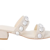 Venus Heeled Sandals With Studs - Natural White / Silver