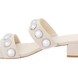 Venus Heeled Sandals With Studs - Natural White / Silver
