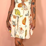 Printed Cut Out Dress : RUST/OLIVE