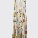 Printed Open Back Maxi Dress: RUST/OLIVE