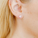 Screwback Stud Earrings - Palm Tree Silver