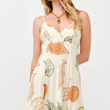 Printed Open Back Maxi Dress: RUST/OLIVE
