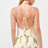 Printed Open Back Maxi Dress: RUST/OLIVE