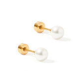 Screwback Stud Earrings - Payton Pearl White 3mm
