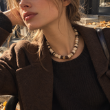 Set - Mixed Stone Gold Beaded Necklace & Stretch Bracelet: MNT