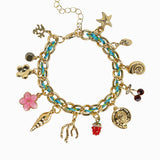 Summer Breeze Gold Charm With Shells Fruits Bracelet