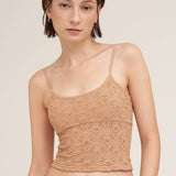 Floral Textured Lace Cami Chocolate