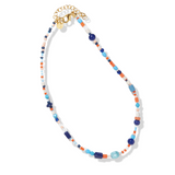 Lapis & Orange Multi Mix Beaded Necklace