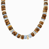 Set - Mixed Stone Gold Beaded Necklace & Stretch Bracelet: MBR
