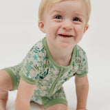 Save the Sea Turtles Bamboo Baby Shortie Romper: Green