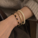 3 Set Leopard Marble Metal Stackable Bangle: Light Brown