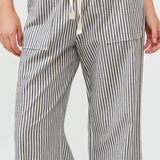 Striped Wide Leg Pants - Taupe and White