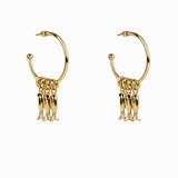 Fish Rondelle Beaded Hoop Earrings: Gold