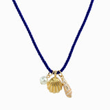 Beach Mode Coastal Blue Deep Sea Treasure Rope Charm Necklace