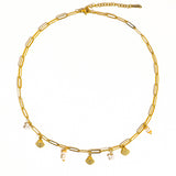 June 18K Gold Non-Tarnish Seashells Charm Necklace: Yellow Gold