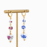 Drop Ceramic Ball Heart Earrings: Blue