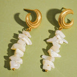 Shelby 18K Gold Non-Tarnish Resort Moon and Shell Earring: Yellow Gold