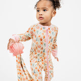 Sandy Seashells Beachy Bamboo Convertible Baby Pajamas
