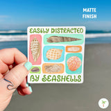 Easily Distracted By Seashells Sticker, Beach Shell Sticker