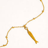 Leni 18K Gold Non-Tarnish CZ Fish Pendant Necklace: Yellow Gold