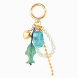 Iridescent Fish Pearl Loop Coastal Bag Charm: Ivory