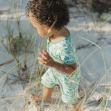Save the Sea Turtles Bamboo Baby Shortie Romper: Green